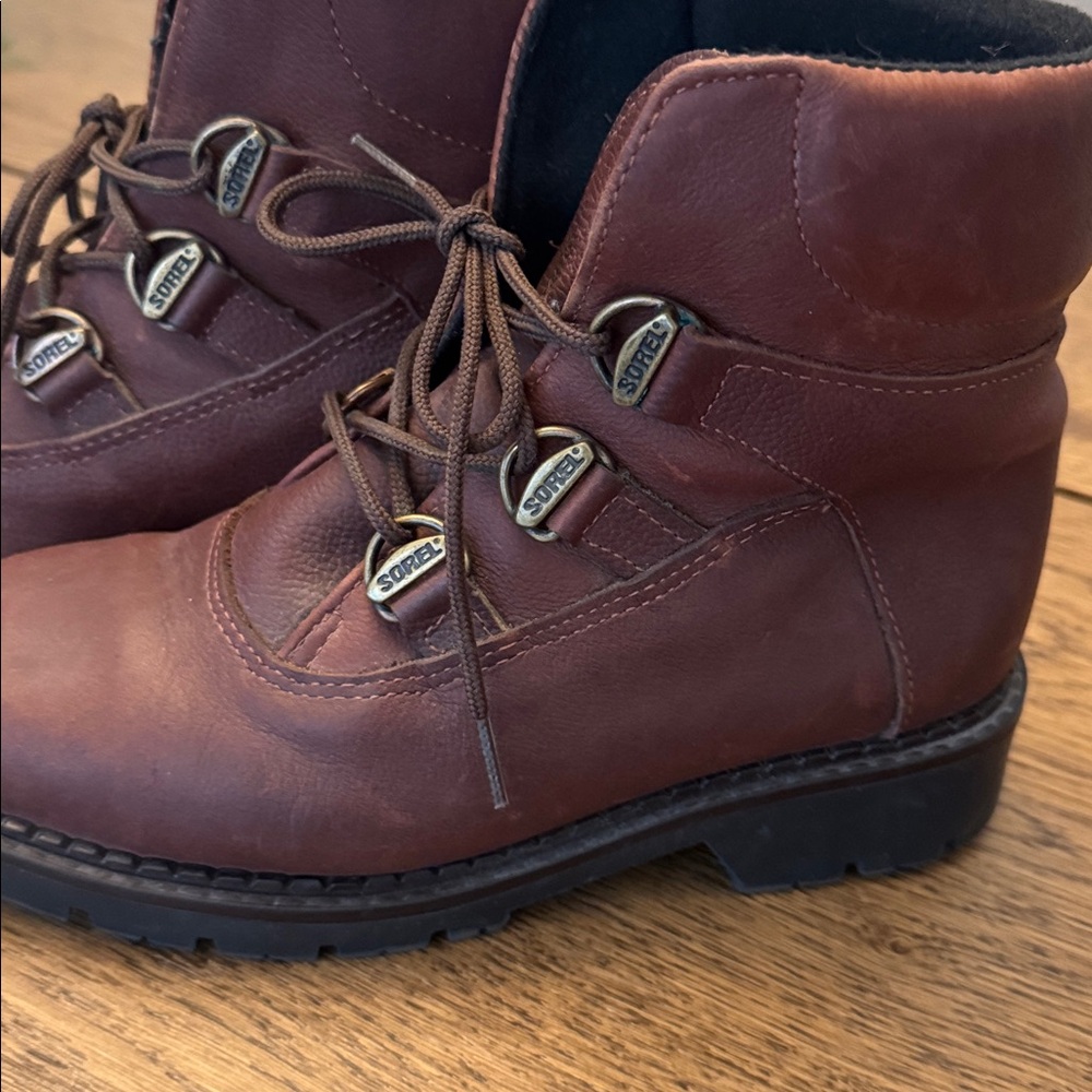 Sorel Brown Leather Boots Size 7 - Picture 2 of 7